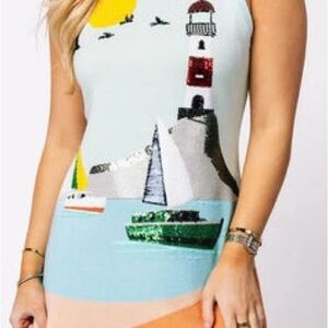 QUEEN OF SPARKLES Colorful Lighthouse Mini Dress